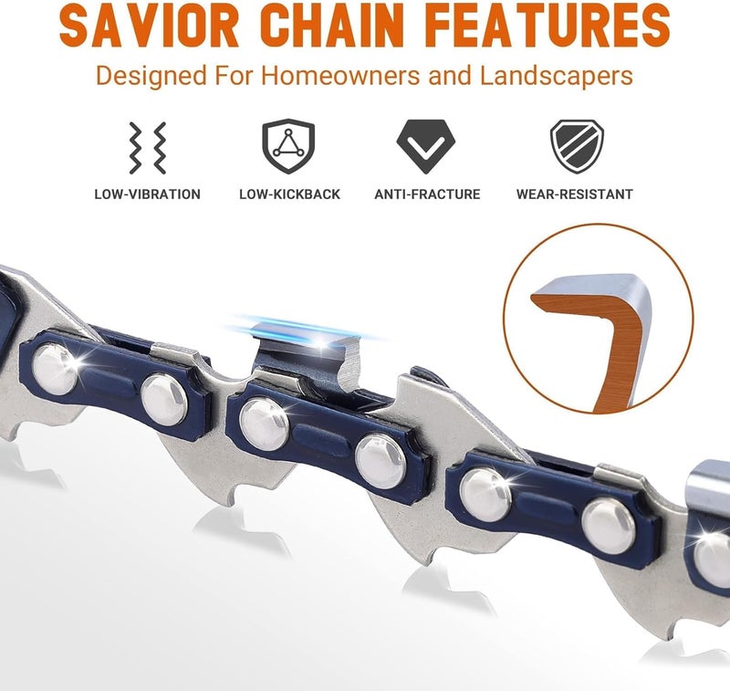 Savior 3PC 16 Inch Chainsaw Chain for EGO Power+ CS1613 / CS1604 / CS1600 / CS1610 / CS1611 / AC1600 56-Volt 16-Inch Chain Saw for DEWALT DCCS690-49162715 DWO1DT616T 16 in. Chainsaw Replacement Chain - Image 3